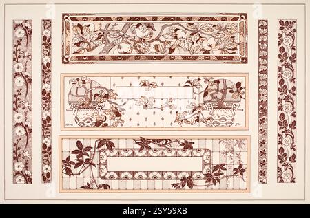 Zierleisten und Borderen, lineare dekorative Tafelentwürfe des Künstlers Adolph Friedrich Erdmann, von Menzel aus Dekorative Vorbilder Stockfoto