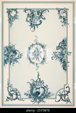 Motive zu Rokoko-Plafonds monochrome Aquarellmalerei von C Dottl aus Dekorative Vorbilder VII, 1897 Stockfoto