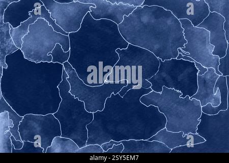 Abstrakter blauer Aquarellhintergrund mit unregelmäßig umrissenen Formen Stockfoto