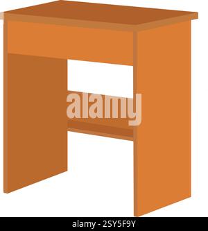 Ein Holztisch mit einem Regal oben. Der Tisch ist braun und hat ein Regal oben Stock Vektor