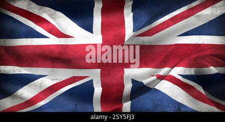 Britische Flagge im Vintage-Look – realistisch gewellte Flagge aus Stoff Stockfoto