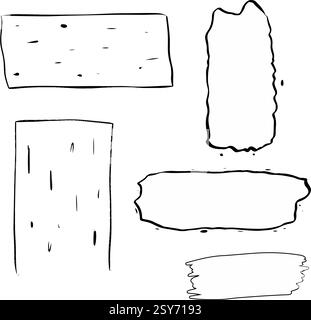 Grafische Linie Tintenkonturen Rahmen Set, Vektor flach abstrakter Hintergrund für Text. Konstruktionselement. Form der Kästen. Stock Vektor