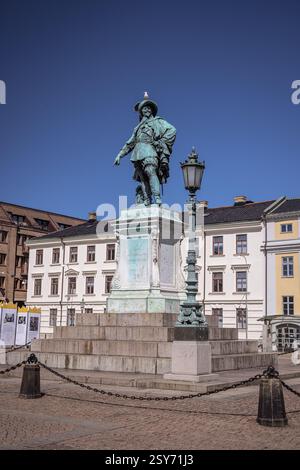 Bronzestatue von König Gustav II. Adolf, Gustaf Adolfs torg, Göteborg, Schweden Stockfoto