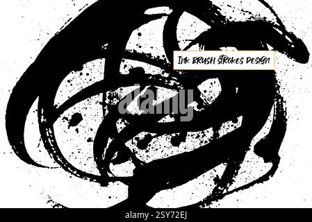 Pinselstriche im Hintergrund. Hintergrund der Pinselstriche Hintergrund der Grunge-Textur. Abstrakte schwarze und weiße Grunge-Textur. Vektorpinselstrich Stock Vektor