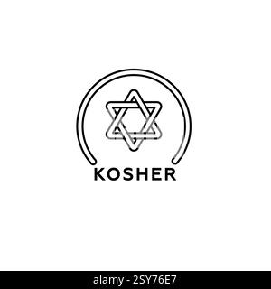 Koscheres Symbol mit david-Stern in kreisförmigem Design zur Identifizierung und Zertifizierung Stockfoto