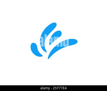 Blaues abstraktes Logo mit geschwungenen Formen und glatten Linien auf weißem Hintergrund Stock Vektor