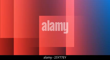 Ein modernes abstraktes Design mit einem glatten roten Farbverlauf und überlappenden transparenten Quadraten. Harmonische Farben, professioneller Look, ideal Stock Vektor