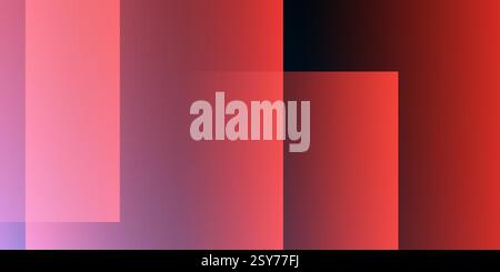 Ein modernes abstraktes Design mit einem glatten roten Farbverlauf und überlappenden transparenten Quadraten. Harmonische Farben, professioneller Look, ideal Stock Vektor