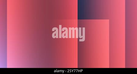 Ein modernes abstraktes Design mit einem glatten roten Farbverlauf und überlappenden transparenten Quadraten. Harmonische Farben, professioneller Look, ideal Stock Vektor