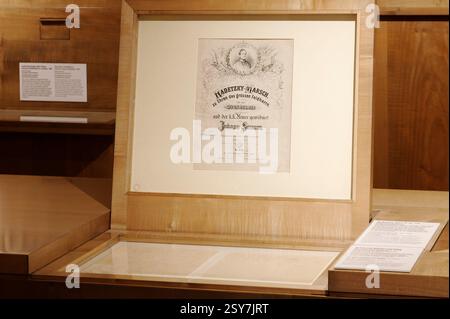 Wien, Österreich. Johann Strauss (25. Oktober 1825 in St. Ulrich bei Wien, † 3. Juni 1899 in Wien) Wohnung an der Praterstraße im 2. Bezirk, die Wohn- und Arbeitsräume der ursprünglichen Wohnung sind heute ein Musikerdenkmal, Poster für den Radetzkymarsch Stockfoto