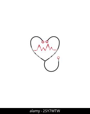 Love Stethoskop Logo, medizinisches Herz Stethoskop Logo, Vektor-Illustration Stock Vektor