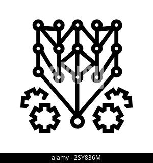 Symbol für tiefes neuronales Netzwerk mit schwarzer Linie Stock Vektor