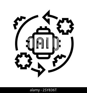 Symbol für Regressionsaufgaben in schwarzer Linie Stock Vektor