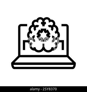 Gehirn-Computer-Schnittstellen, BCI-Symbol mit schwarzer Linie Stock Vektor