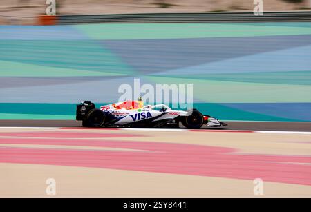 22 TSUNODA Yuki (JAP), Visa Cash App RB F1 Team VCARB02 während der Formel 1 Aramco Vorsaisontests 2025 der FIA Formel 1 Weltmeisterschaft 2025 vom 26. Bis 28. Februar 2025 auf dem Bahrain International Circuit in Sakhir, Bahrain - Foto / DPPI Stockfoto