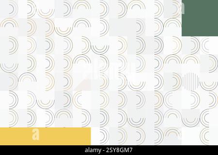 Zeitgenössisches Muster mit gekrümmten Linien und geometrischen Blöcken in stumpfen Farben Stock Vektor