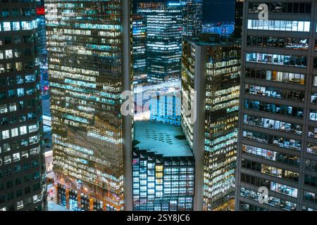 Kanada, Ontario, Toronto, Royal Bank Plaze bei Nacht aus der Vogelperspektive Stockfoto