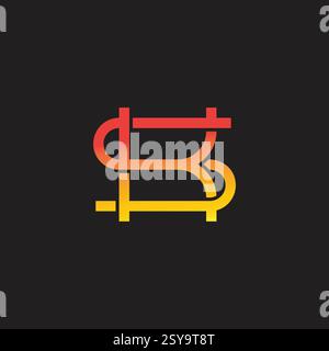 Buchstaben SK einfacher verbundener Verlaufsverlauf geometrischer Logo-Vektor Stock Vektor