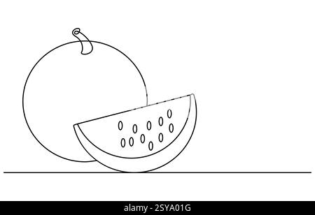 Wassermelone, eine Linie durchgehend. Frische Wassermelonen-Linien Stock Vektor