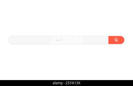 Bereinigte und einfache Suchleiste mit roter Suchschaltfläche, Vektorillustration für Web Design und Benutzeroberfläche. Stock Vektor