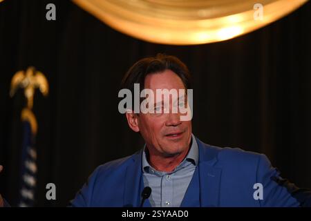 OVERLAND PARK, KANSAS - 27. FEBRUAR 2025 Hollywood-Schauspieler KEVIN SORBO spricht über seine Karriere in Fernsehsendungen und Filmen beim Kansas GOP Dinner AgeÓ Americas Golden ÒCelebrating Stockfoto