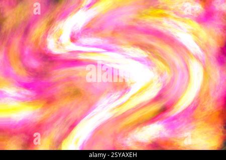 Ein lebendiges digitales Kunstbild mit schwindelnden Rosa- und Gelbtönen, das einem Nebel ähnelt und perfekt für Hintergründe geeignet ist. Stockfoto