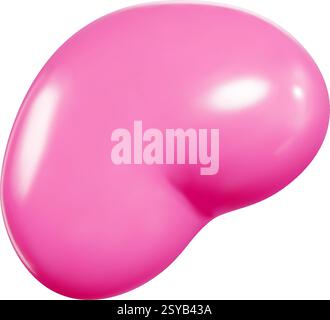 Fliegender rosafarbener Herzballon im 3D-Vektor-Design mit realistischen Reflexionen und glatter Oberfläche. Stock Vektor