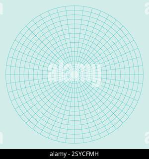 Kreisförmiges Raster mit Polarkoordinaten auf weißem Hintergrund isoliert. 360 Grad Skala. Leeres Polar Graph-Papier. Vektorabbildung. Mathematisches Diagramm Stock Vektor