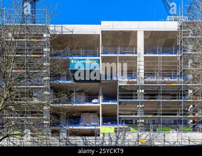 Bauarbeiten am Paramount Place am Gipfel der Mount Pleasant Road in Royal Tunbridge Wells. Früher war das abgebrochene ABC Cinema. Stockfoto
