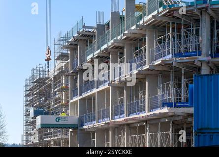 Bauarbeiten am Paramount Place am Gipfel der Mount Pleasant Road in Royal Tunbridge Wells. Früher war das abgebrochene ABC Cinema. Stockfoto