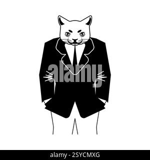 Geschäftsmann der Katze. Haustier in Business-Anzug. Tierboss. Stock Vektor