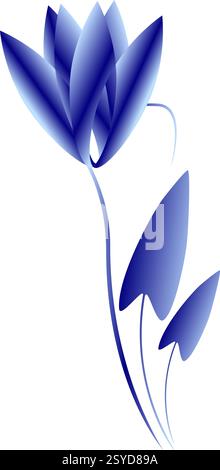 Abstrakte blaue Blume auf weißem Hintergrund. Stock Vektor
