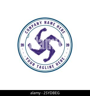 Vintage Retro starke muskulöse Stern Hand Bicep Abzeichen Emblem Label für Gym Fitness Sport Logo Stock Vektor