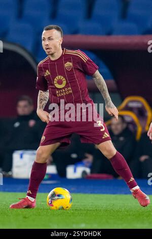 Rom, Italien. Februar 2025. Angelino von AS Roma während des Spiels der Serie A Enilive zwischen AS Roma und AC Monza im Stadio Olimpico am 24. Februar 2025 in Rom. Quelle: Giuseppe Maffia/Alamy Live News Stockfoto