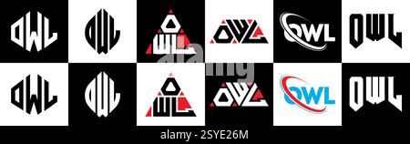 EULEN-Letter-Logo im 6-Stil. EULENPOLYGON, Kreis, Dreieck, Sechseck, flacher und einfacher Stil mit schwarz-weißem Buchstaben-Logo in verschiedenen Farben Stock Vektor