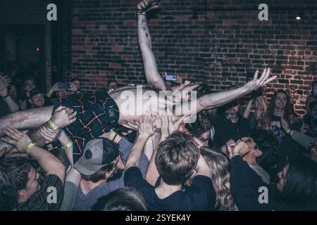 Richmond VA, USA, 24. Februar 2025, schottisches Trio High Fade, das in der Richmond Music Hall als Teil ihrer US-Tour auftrat, Credit: Ben Lahoussine/Alamy Stockfoto