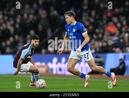 Birmingham, Großbritannien. Februar 2025. Rubin Colwill von Cardiff City während des FA Cup Fünfte Runde Matches in Villa Park, Birmingham. Der Bildnachweis sollte lauten: Cody Froggatt/Sportimage Credit: Sportimage Ltd/Alamy Live News Stockfoto