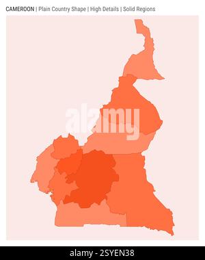 Kamerun einfache Landkarte. Hohe Details. Stil für Volumenkörperbereiche. Die Form Kameruns. Vektorabbildung. Stock Vektor
