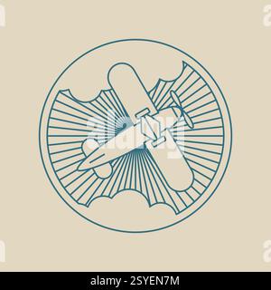 Rundes Logo-Symbol. Luftverkehr und Flug. Stock Vektor