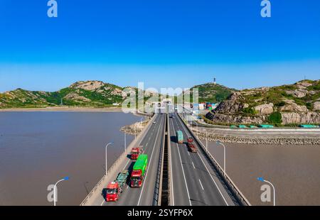 Luftfotografie Landschaft der China East China Sea Bridge Stockfoto