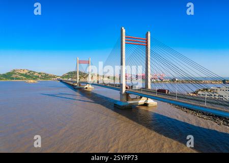 Luftfotografie Landschaft der China East China Sea Bridge Stockfoto