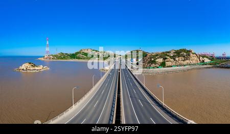 Luftfotografie Landschaft der China East China Sea Bridge Stockfoto