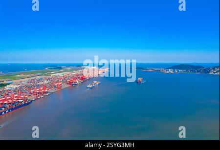 Yangshan Deepwater Port, Stadt Zhoushan, Provinz Zhejiang, China Stockfoto