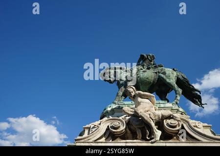 Reiterstatue von Prinz Eugen von Savoyen vor der Budaer Burg, Budapest, Ungarn Stockfoto