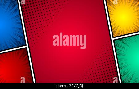 Explosion der Comicbuchseiten. Retro-Pop-Art-Vektor-Illustration Stock Vektor