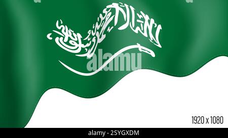 Saudi-Arabiens Landesflagge realistischer Hintergrund für den Unabhängigkeitstag. Saudi-Arabien commonwealth-Banner in Bewegung winkt, flattert im Wind. Festliches Patrio Stock Vektor