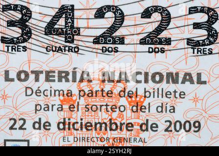 Loteria nacional, nationale spanische Lotterie-Tickets, 2009 Stockfoto