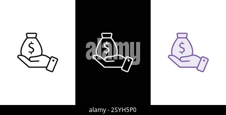 Finanzsymbol. Darlehen, Bargeld, Ersparnis, finanzielles Ziel, Gewinn, Symbole für Budget, Investmentfonds, Verdienst und Umsatz Stock Vektor