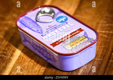 Morrisons Makrele in einer Smokey BBQ Sauce Stockfoto