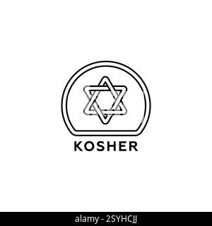 Koscheres Etikett mit david-Stern-Symbol für Lebensmittelzertifizierung und -Konformität Stockfoto